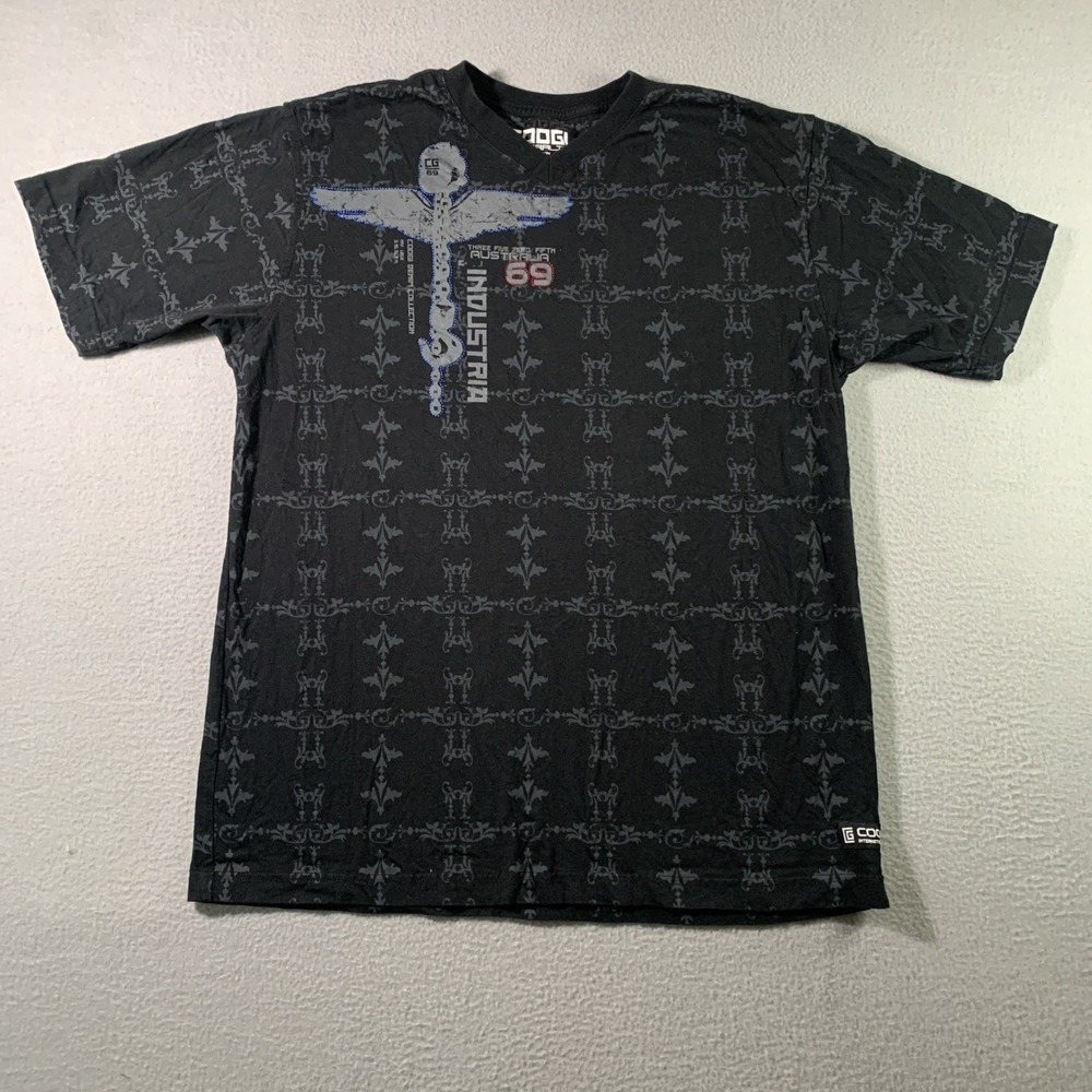 Coogi Men's Size XL Australia 1969 Men's T-shirt Industria Black Logo Print